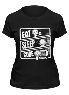 Футболка женская Printio Eat, sleep, code черная S