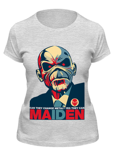 Футболка женская Printio Iron maiden band серая 2XL