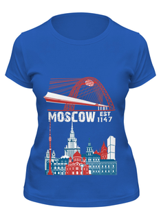 Футболка женская Printio Moscow. establshed in 1147 синяя 2XL