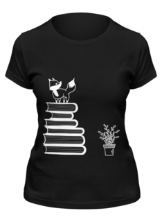Футболка женская Printio Лисичка с книгами by komlove черная 2XL