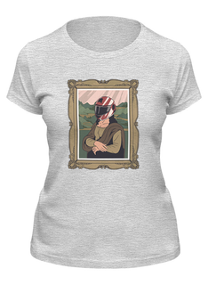 Футболка женская Printio Мона лиза в шлеме серая M