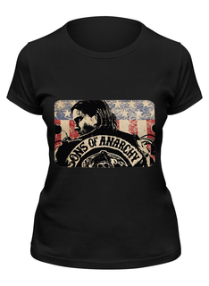 Футболка женская Printio Sons of anarchy - black черная 2XL
