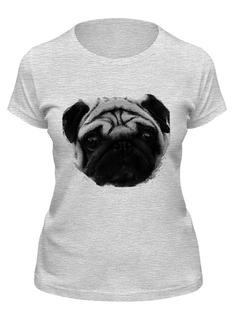 Футболка женская Printio Pug fan print серая M
