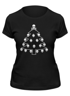 Футболка женская Printio Новый год. ёлка с черепами. черная S