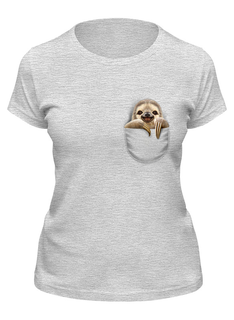 Футболка женская Printio Ленивец в кармане серая 2XL