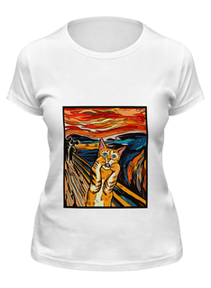 Футболка мужская Printio Крик кота - пародия на эдварда мунка белая 2XL