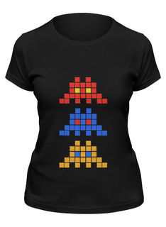 Футболка женская Printio Space invaders черная L