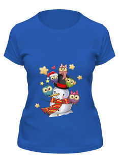 Футболка женская Printio Снеговик синяя 2XL
