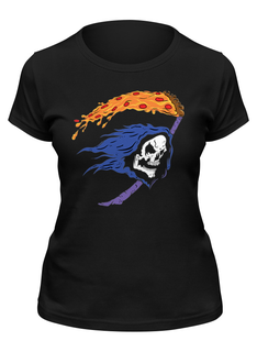 Футболка женская Printio Череп и пицца черная M