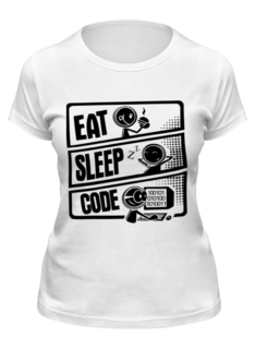 Футболка женская Printio Eat, sleep, code белая M
