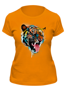 Футболка женская Printio Тигр абстракция оранжевая L