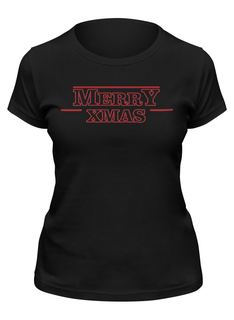 Футболка женская Printio Merry x-mas черная L
