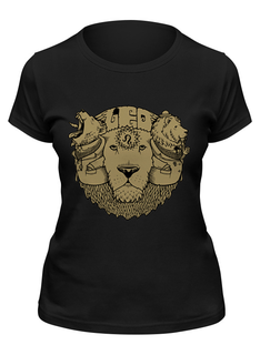 Футболка женская Printio Leo / лев черная 2XL