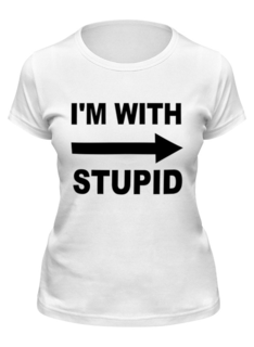 Футболка женская Printio Im with stupid белая 2XL