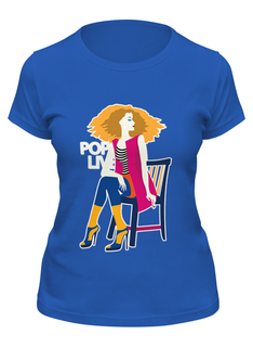 Футболка женская Printio Поп арт дизайн. красивая девушка в полосатой майке синяя M