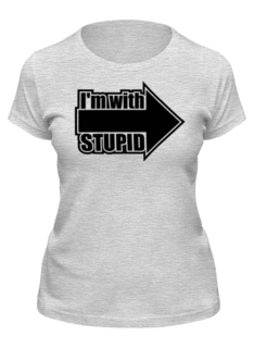 Футболка женская Printio Im with stupid серая 2XL