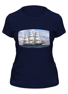 Футболка женская Printio Клипер "flying cloud" (антонио якобсен) синяя 2XL