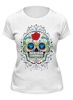 Футболка женская Printio Цветочный череп белая 2XL