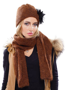 Комплект шапка и шарф женский Venera 9902088 бежевый, коричневый