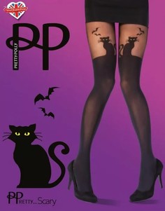 Колготки с имитацией чулок Halloween Cat Tights Pretty Polly