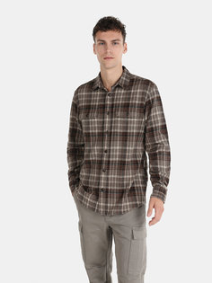 Рубашка мужская Colins CL1065943_Q1.V1 коричневая XL