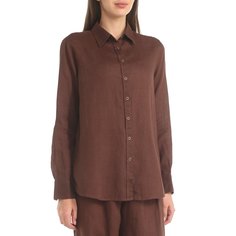 Рубашка женская Maison David ML2109 коричневая 2XS