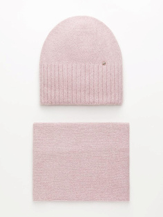 Комплект шапка и шарф женский Каляев 69661 розовый