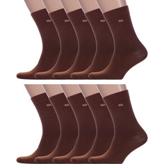 Комплект носков мужских Hobby Line 10-Нм061-03 коричневых 39-44, 10 пар