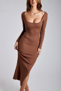Платье женское Pixi L123 коричневое 40-42RU