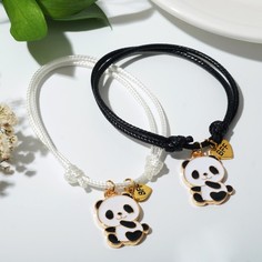 Парные браслеты из текстиля/бижутерного сплава 7188188, акрил/стразы No Brand