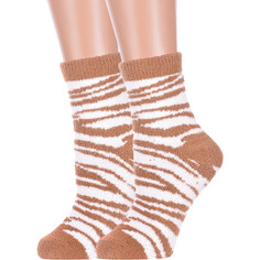 Комплект носков женских Hobby Line 2-Нжмп2271-01 бежевый; белый 36-40, 2 пары