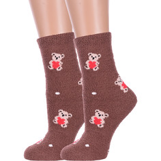 Комплект носков женских Hobby Line 2-Нжмп2242-18 коричневых 36-40, 2 пары