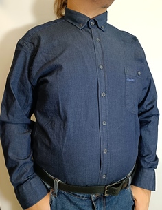 Джинсовая рубашка мужская Castelli 16312 синяя 4XL