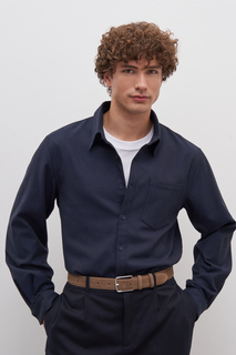 Рубашка мужская Finn Flare FAD21097 синяя 2XL