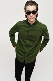 Рубашка мужская Finn Flare BAS-20080 хаки XL