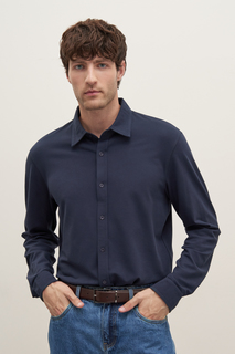 Рубашка мужская Finn Flare BAS-20080 синяя XL
