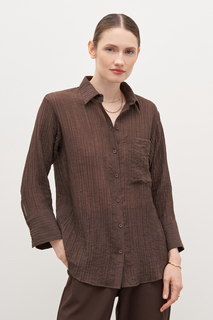 Рубашка женская Finn Flare FAD110193 коричневая XS