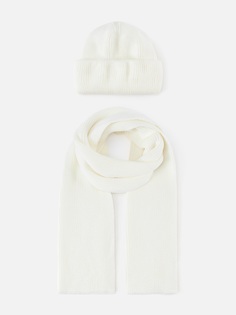 Комплект шапка и шарф September Story женский, молочный, размер 56-58, SETMILK010