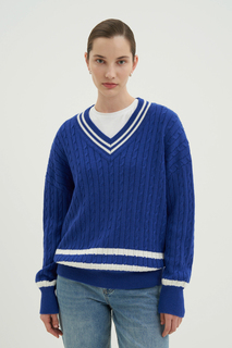 Пуловер женский Finn Flare FWD11100 синий L