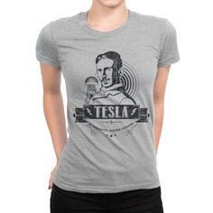 Футболка женская DS Apparel Никола Тесла 445809-1 серая 2XL
