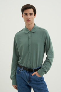 Рубашка мужская Finn-Flare FWD21053 зеленая S