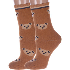 Комплект носков женских Hobby Line 2-нжм8835-2 коричневых 36-40, 2 пары