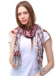 Палантин женский Venera 6301201 розовый/белый 40х240 см