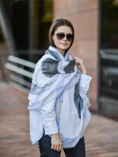 Палантин женский Venera 3406418 белый/серый 90х200 см