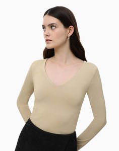 Лонгслив женский Gloria Jeans GKT019541 бежевый XS