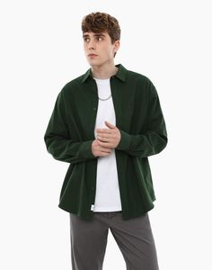 Рубашка мужская Gloria Jeans BWT001370 зеленая XS (40-42)