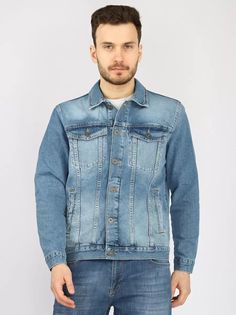 Джинсовая куртка мужская A passion play SQ69200 голубая 2XL
