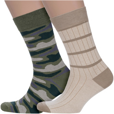Комплект носков мужских Para Socks 2-M2DП бежевый; хаки 25-27