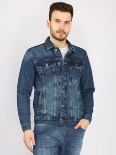 Джинсовая куртка мужская A passion play SQ69201 синяя XXL