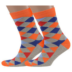 Комплект носков унисекс ХОХ 2-XF серых; оранжевых; синих; красных; голубых 25